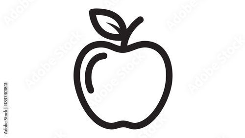 Simple line drawing of an apple on a white background