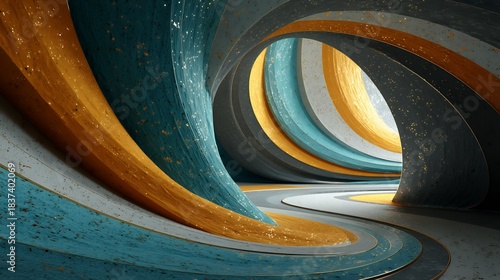 Fototapeta Naklejka Na Ścianę i Meble -  abstract looping waterfall flows upward through a torus