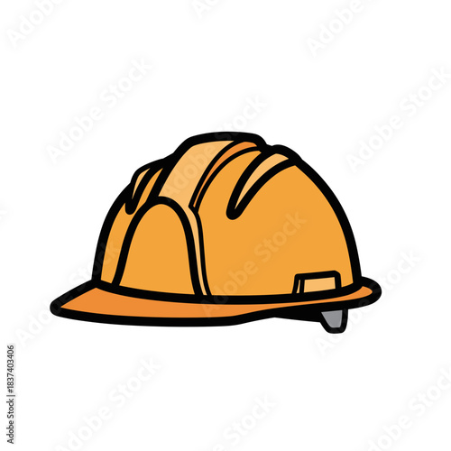 Construction safety helmet in orange color on white background  