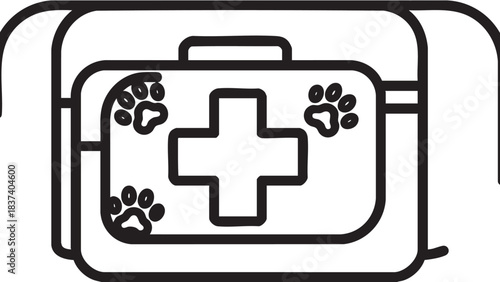Vector illustration of a first aid kit icon featuring a red medical cross on a white emergency box for healthcare and first aid help