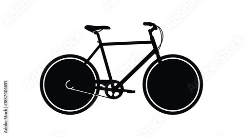 A simple black silhouette of a classic bicycle with curved handlebars