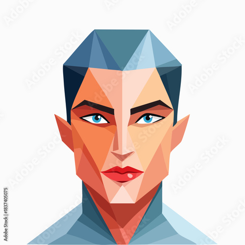 Geometric illustration of a man's portrait from a frontal view