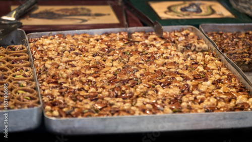 Caramelized nuts traditional Turkish dessert.