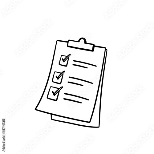 Line art checklist illustration, task management and organization tool