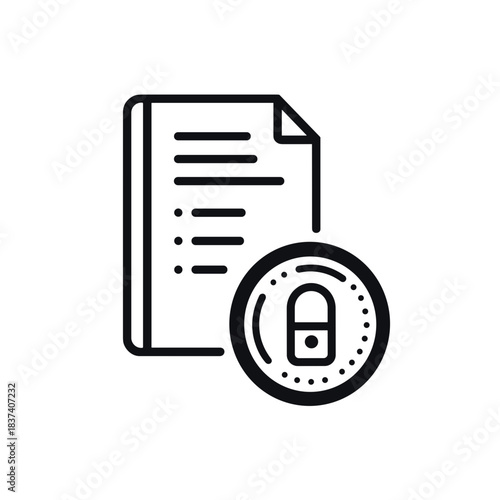 Account locked icon with secure document, data protection and security symbol in digital privacy