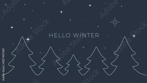 coniferous forest one line drawing