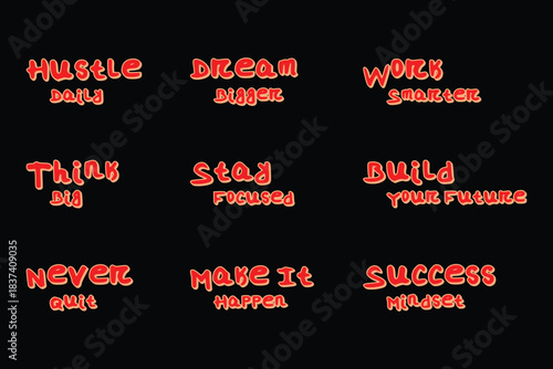 Motivational text phrases for success, focus, and future building. isolated on transparent background
