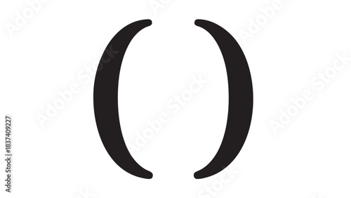 A pair of curved black brackets against a white background viewed directly