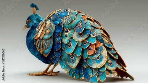 Exquisite Ornate Peacock Figurine Detailed Craftsmanship.