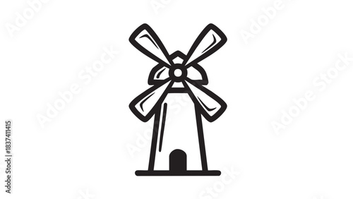 Simple line drawing of a windmill on a plain white background