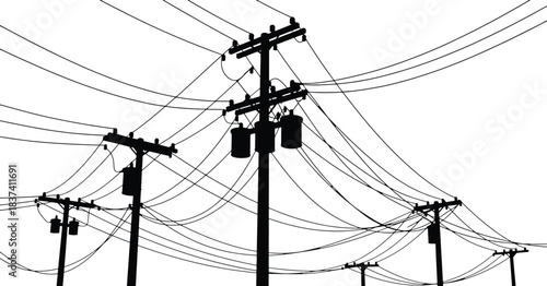 Single High-Voltage Transmission Pylon Silhouette - Electrical Power Grid Tower Isolated Vector