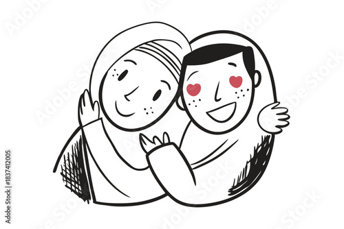 a couple resting in each other s arms minimalist