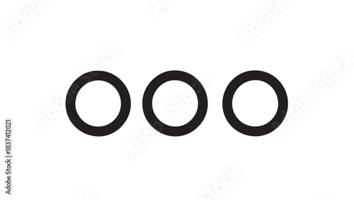 Three black rings aligned horizontally on a white background