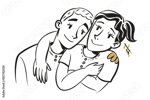 a couple resting in each other s arms minimalist