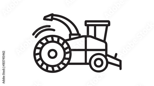 Illustration of a Tractor Farming Equipment Agricultural Machinery in Farm Environment Side View