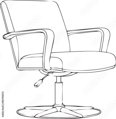 Silhouette of a Swivel Chair in Natural Pose on White Background