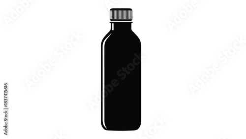 A sleek black bottle with a screw cap isolated on a white background
