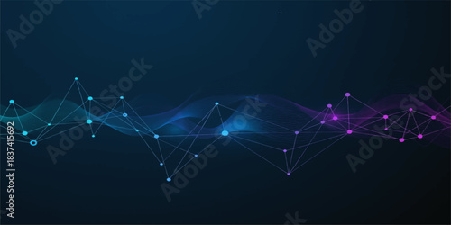 Abstract blue digital background with glowing star concept and futuristic wave design for technology and communication illustration