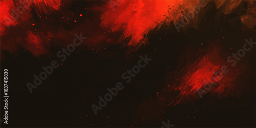 Dark grunge red paint background with burning inferno fire smoke and black explosion texture