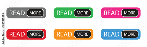 Read More Button UI Set, Colorful Web Interface Labels