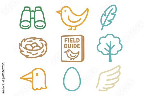 Exploring nature through birdwatching with tools and resources for beginners in a vibrant design