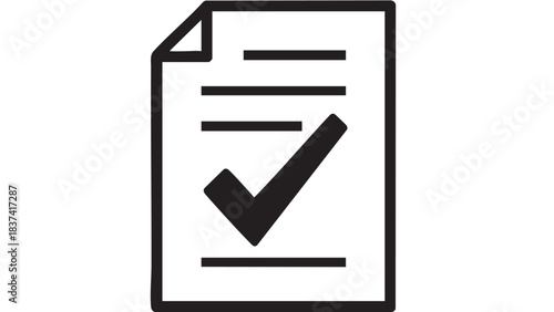 Checklist Document with Large Checkmark Icon, Paper Background, Office Environment, Close-Up View, Business and Productivity Concept