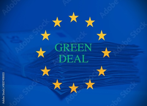 Pile of fifty euros on the table with 