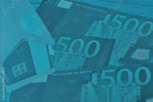 Creative symbol house and euro banknotes