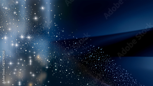 Elegant dark-blue gradient with small silver stars, premium slide background for year-end results, very clean corporate style