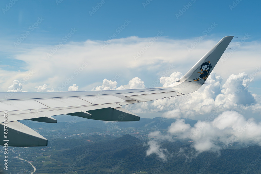 Fototapeta premium View from Scoot Airbus A321neo during climb