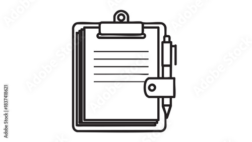 Notepad and Pen on Clipboard in Minimalist Office Environment