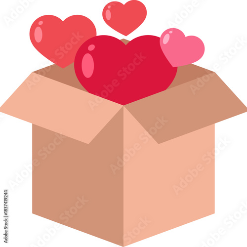 Donation Box Heart Flat Illustration