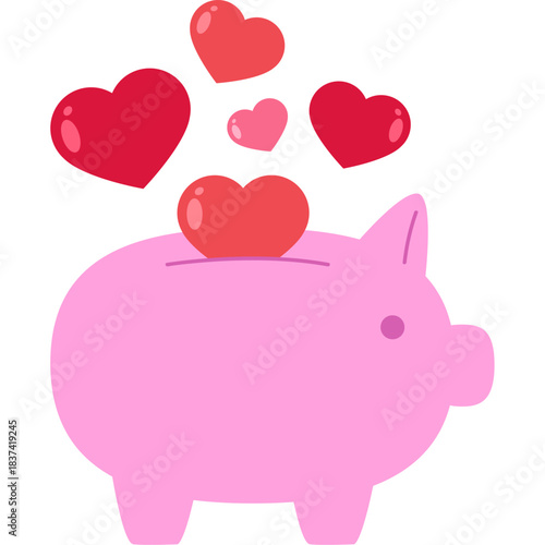 Piggy Bank Donation Flat Illustration