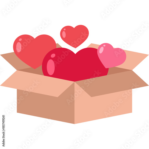 Donation Box Heart Flat Illustration