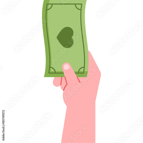 Hand Giving Donation Bill Illustration