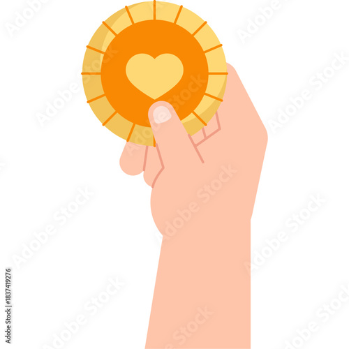 Heart Coin Charity Concept Illustration
