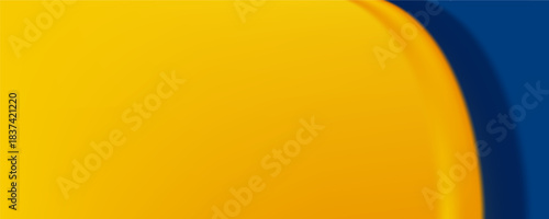 Abstract yellow and blue geometric curve overlap layer background with halftone dots decoration. Modern horizontal banner template design. Suit for cover, header, poster, banner, website, business