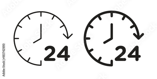 24 Hrs icons pack. icon for web design isolated on white background