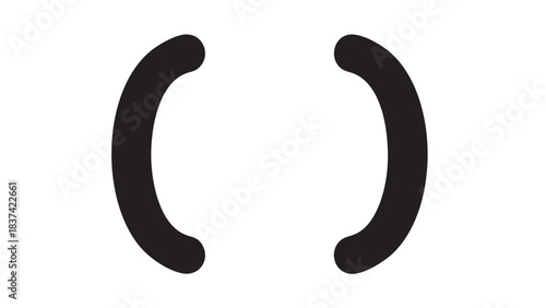 Black parenthesis symbols on a clean white background shown in a bold sans-serif typeface