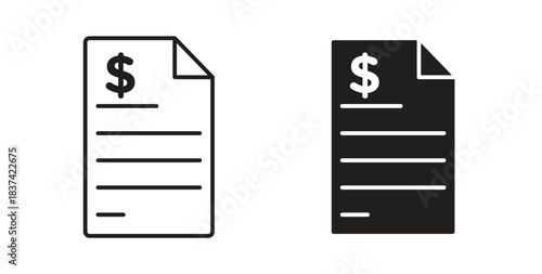 Bank statement icons pack. icon for web design isolated on white background