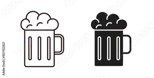 Beer mug icons pack. icon for web design isolated on white background