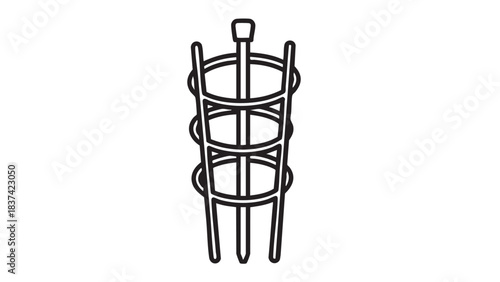 Elegant Gardening Support: A minimalist line-art illustration of a stylish plant support structure, designed to provide essential vertical assistance for your flourishing garden.