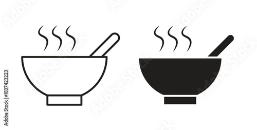 Bowl of soup icons pack. icon for web design isolated on white background