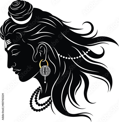 Mahadev Shiva silhouette vector illustration .