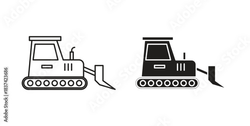 Bulldozer icons pack. icon for web design isolated on white background