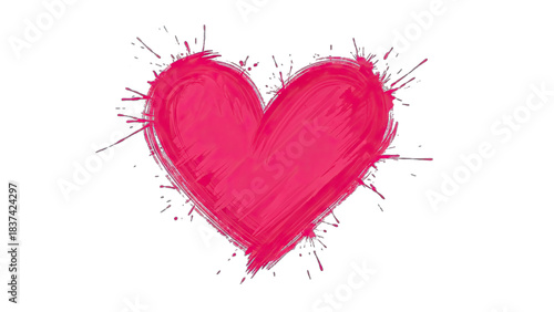 Pink Heart Splatter on White Background