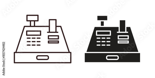 Cash register icons pack. icon for web design isolated on white background