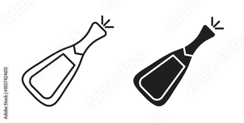 Champagne bottle icons pack. icon for web design isolated on white background