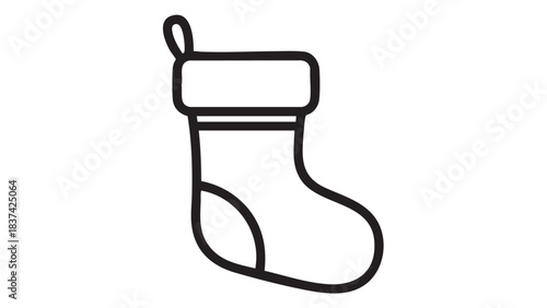 Festive Christmas stocking outline: A clean and simple black and white outline of a Christmas stocking, ready to be filled with holiday cheer.