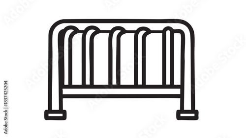 Bicycle Stand Installation, Urban Cycling, City Park, Illustration, Modern Environment, Side View, Sustainable Transport Concept